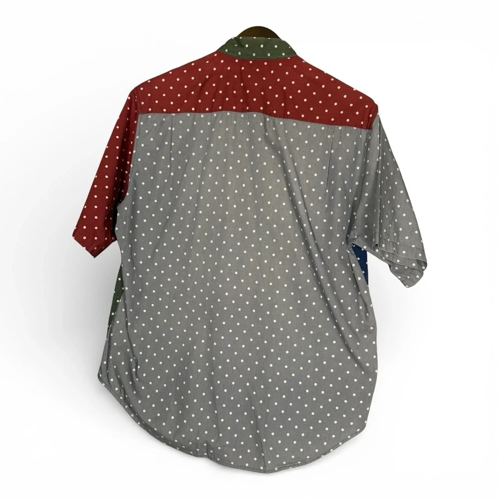 Cambridge Classics Shirt Mens Large 90's Color block Cotton Short Sleeve Button